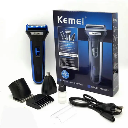 Kemei 3 in 1 Professional Rechargeable Hair Clipper Trimmer & Shaver KM - 6333