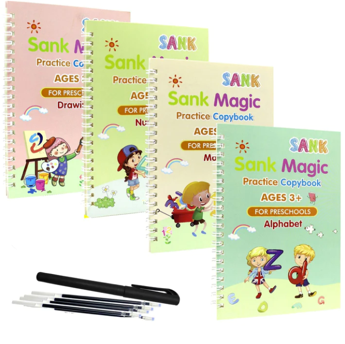 Kids Magic Practice Books - 4 Reusable Magic Books.