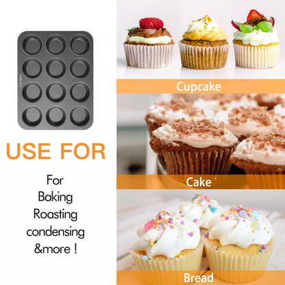 12 Cups Muffin/Cupcake Non-Stick Tray Flower Design
