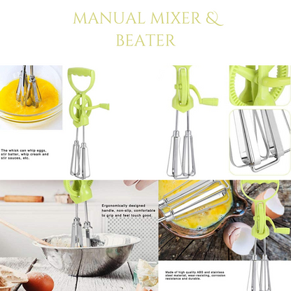 Handheld Manual Mixer | Household Eggbeater,Stainless Steel Manual Eggbeater.