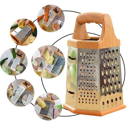 6 Sided Food Grater - Multifuntional 6 Blades Cutter -Stainless Steel