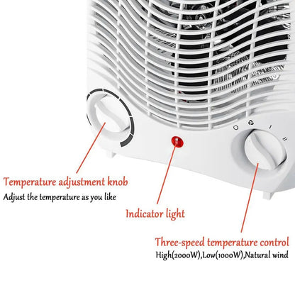 Mini Electric Fan Heater - 2 Power Setting - 2000 Watt