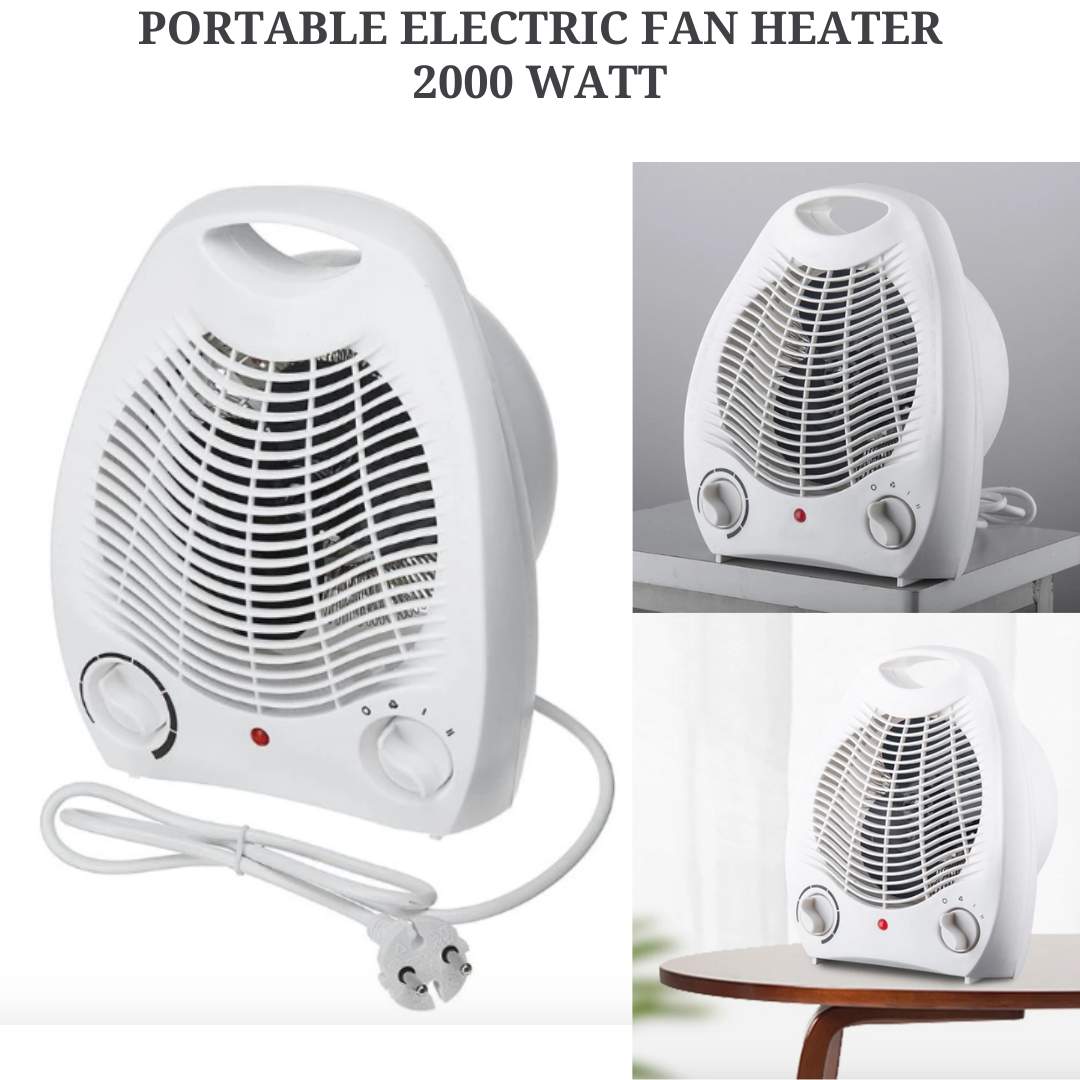 Portable Electric Fan Heater - 3 Modes - 2000 Watt